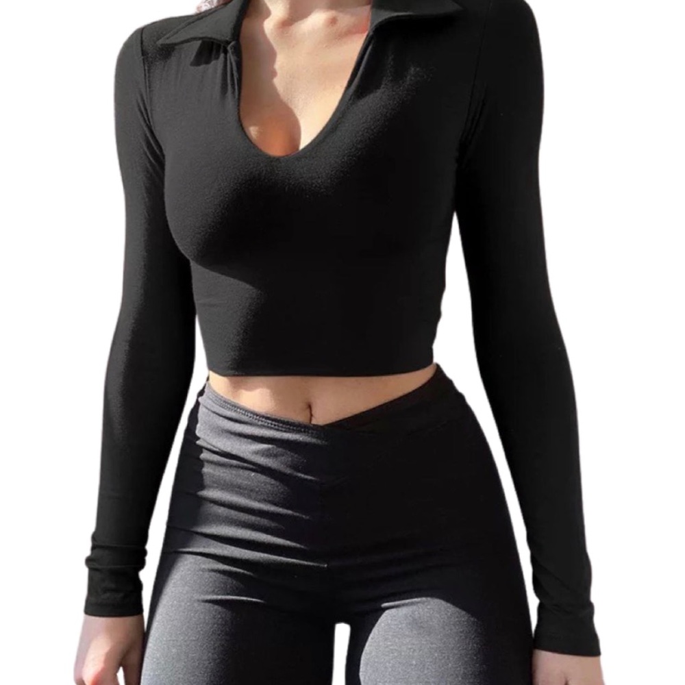Long Sleeve Polo Crop